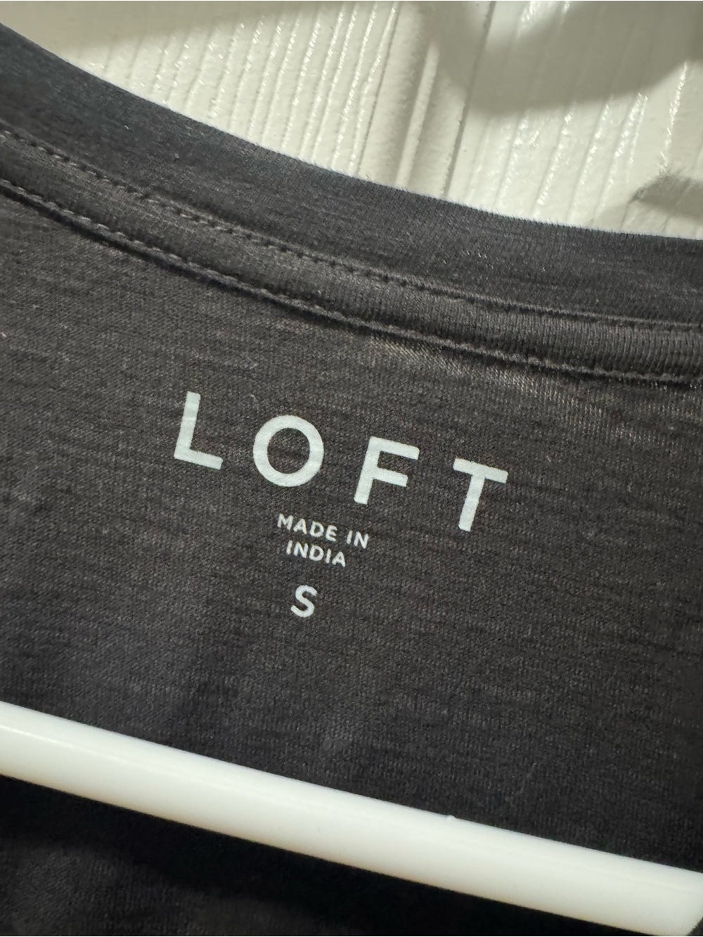 5/$15 LOFT Black Short-Sleeve Tee with Crochet Trim and Tassels - Picture 3 of 5